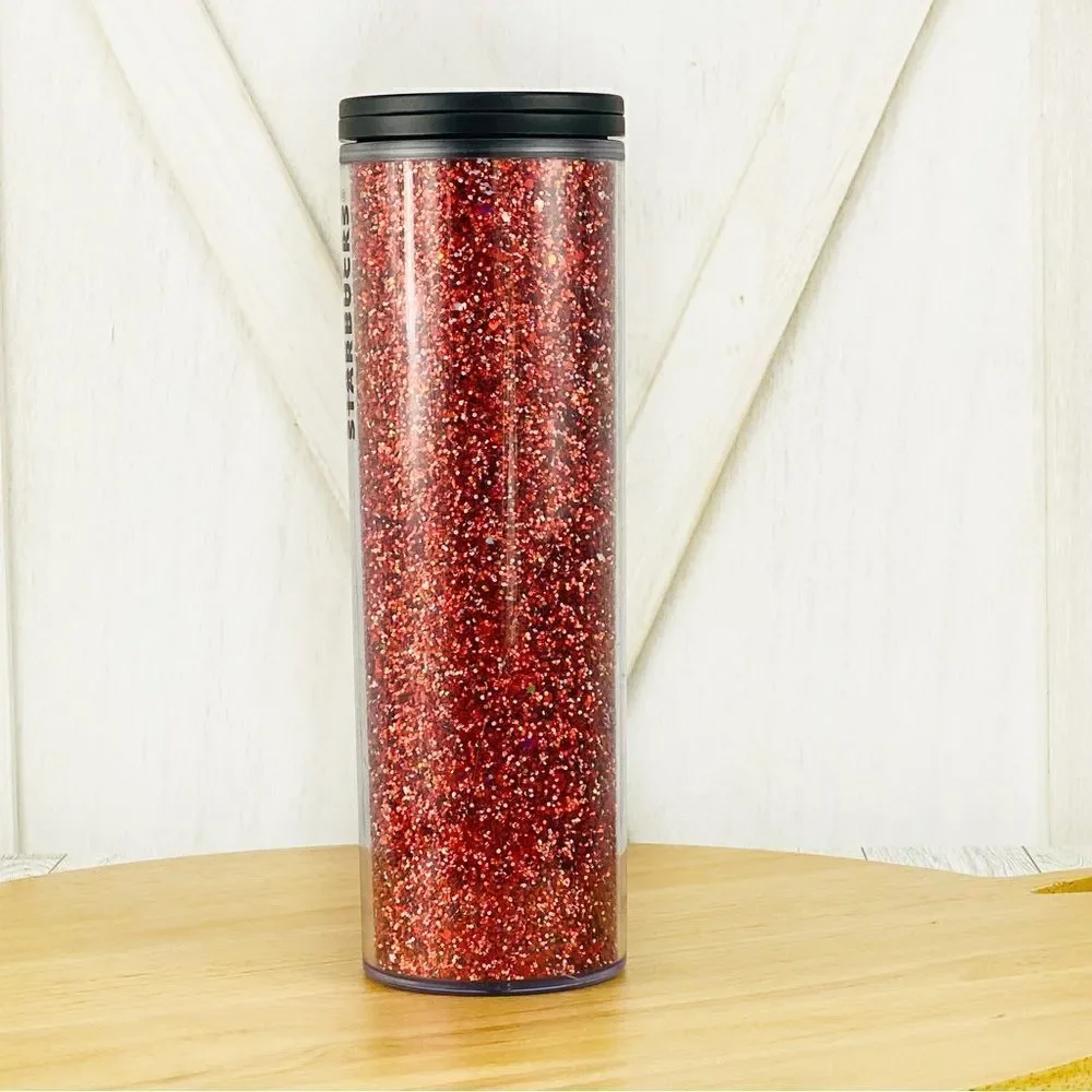 Starbucks Glitter Twist‎ Top Acrylic Tumbler Cup Red Silver Holiday